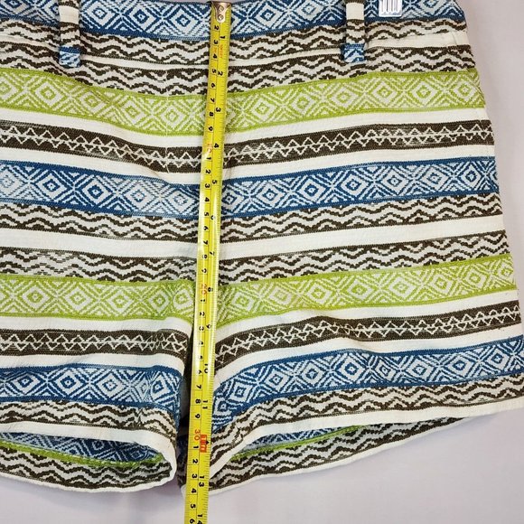 Ann Taylor Loft Shorts Womens Size 4 Blue Green Aztec Mid Rise Mom Core - Picture 5 of 5